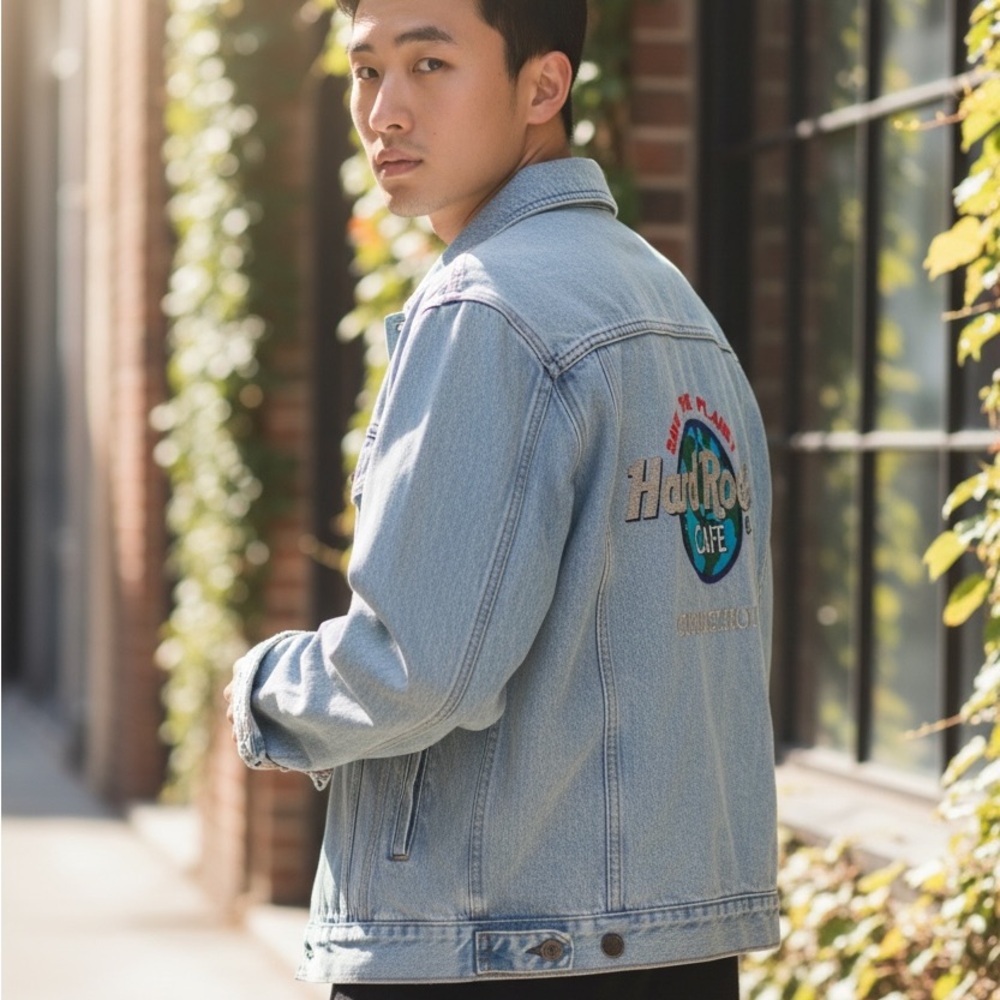 Hard Rock Cafe Guangzhou Light Blue Jacket with Embroidered Logo